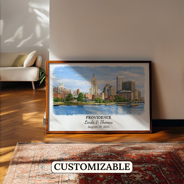 Providence Rhode Island Affisch, Akvarell, Anpassa Poster (Skapare uppladdad)