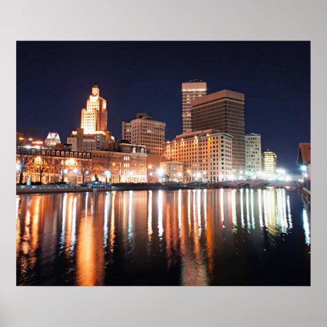 Providence, Rhode Island at night Poster (Framsidan)
