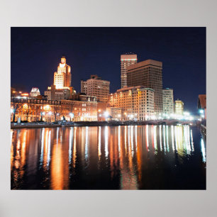 Providence, Rhode Island på natten Poster