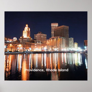 Providence, Rhode Island på natten Poster