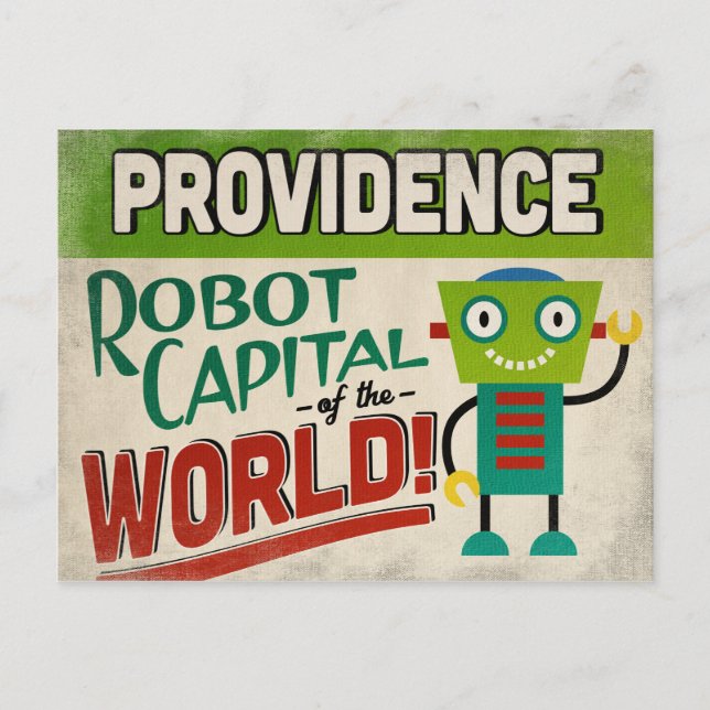 Providence Rhode island Robot - Funny Vintage Vykort (Framsida)