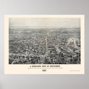 Providence, RI Panoramic Karta - 1894 Poster