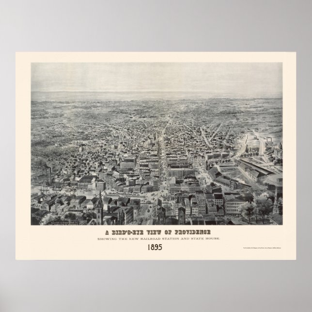 Providence, RI Panoramic Karta - 1894 Poster (Framsidan)