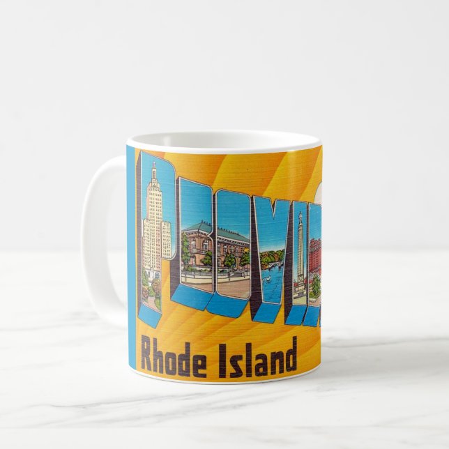 Providence RI Retro Postcard Mug Kaffemugg (Framsida vänster)