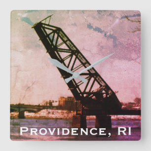 Providence, RI 'Stuck-Up Bridge' Fyrkantig Klocka