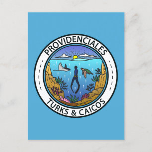Providenciales Turks och Caicos-dykbadge Vykort