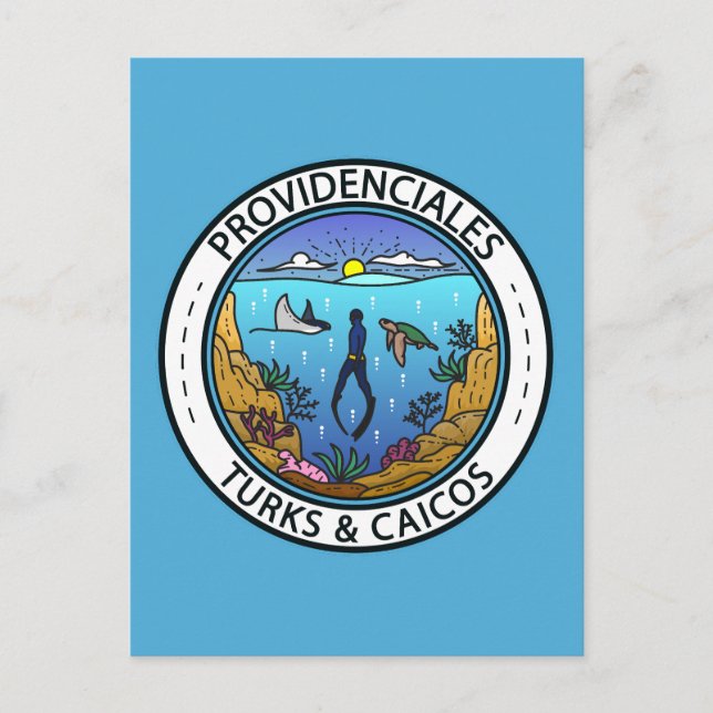 Providenciales Turks och Caicos-dykbadge Vykort (Framsida)