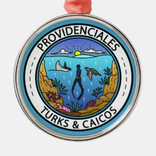 Providenciales Turks och Caicos Scuba Badge Julgransprydnad Metall