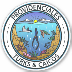 Providenciales Turks och Caicos Scuba Badge Klistermärken