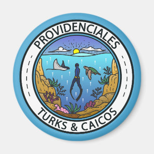 Providenciales Turks och Caicos Scuba Badge Magnet