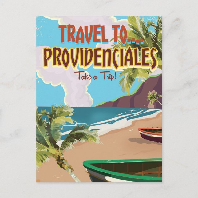 Providenciales vintage resor poster vykort (Framsida)
