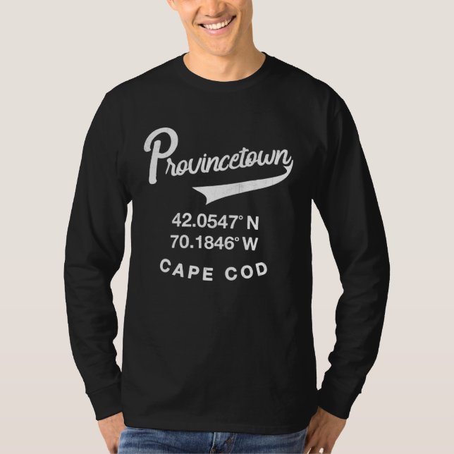 Provincetown Cape Cod Koordinater Retro T Shirt (Framsida)