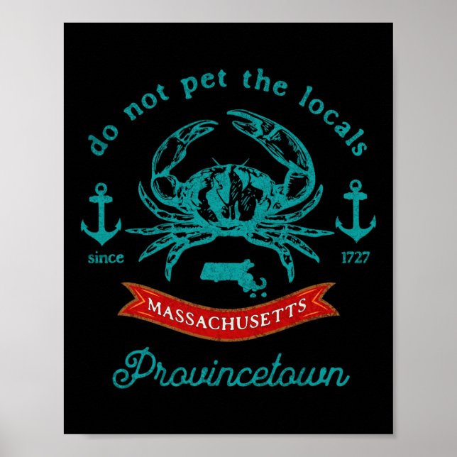 Provincetown Cape Cod M Krabbfiske Semester Souven Poster (Framsidan)