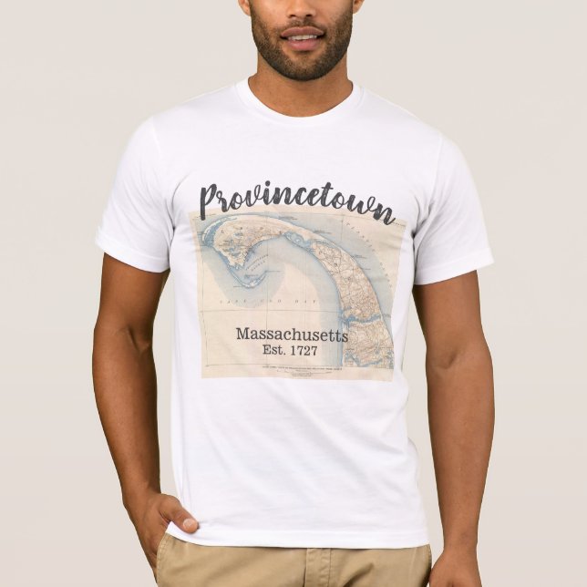 Provincetown Massachusetts karta, manar T Shirt (Framsida)