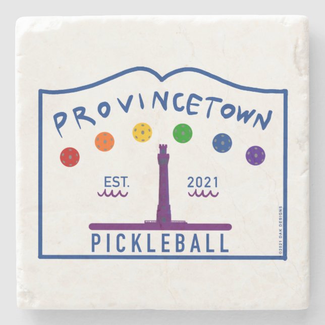 Provincetown Pickleball Stone Underlägg v1 (Framsidan)
