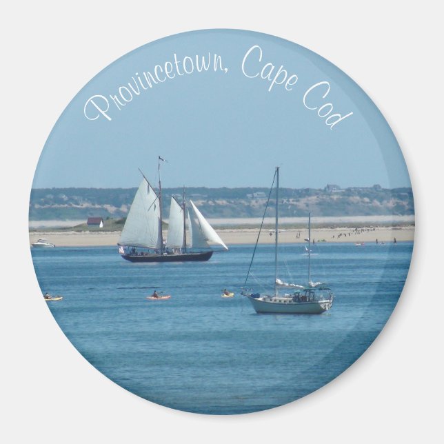 Provinsen Cape Cod Sailboat Ocean Photo Magnet (Framsidan)
