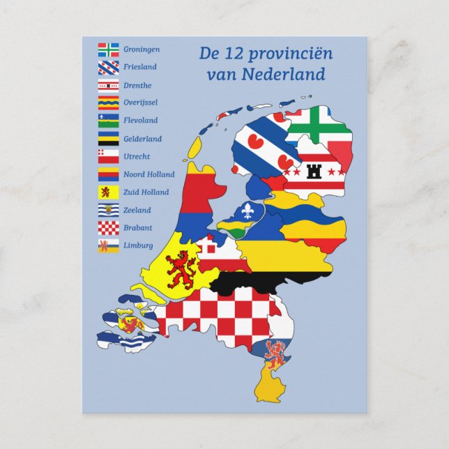 Provinsen flagga i Karta Holland Vykort (Framsida)