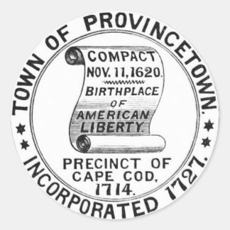 Provinsen Massachusetts Town Seal Round Sticker Runt Klistermärke