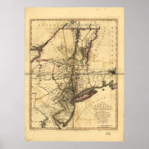 Provinsen New York & New jersey Karta (1776) Poster