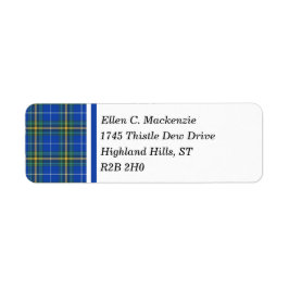 Provinsen Nova Scotia Canada Tartan Returadress Etikett