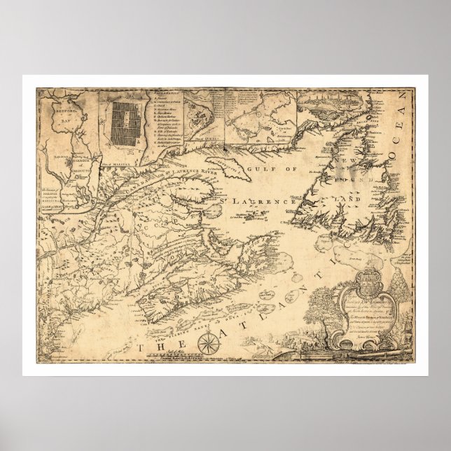 Provinsen Nova Scotia Kanada Karta 1776 Poster (Framsidan)