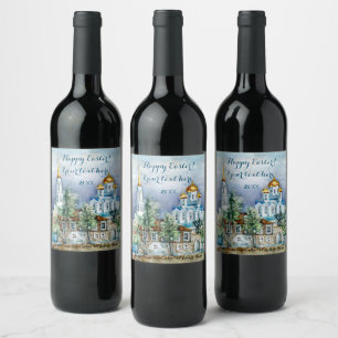 Provinsen Small city Zadonsk aQuarelle Vinflaska Etikett