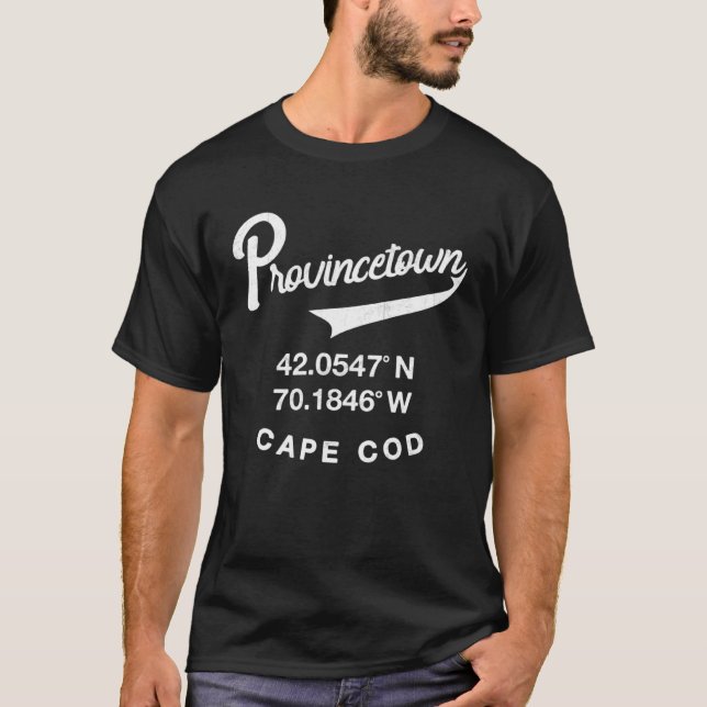 Provinsregeringen Cape Cod Coordinates Retro T Shirt (Framsida)