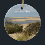 Provinsregionen Beach på Cape Cod Julgransprydnad Keramik<br><div class="desc">Vackra utseendet av stranden tittar från sill-/cove-stranden i provinsstaden över mot Tävling Point.  Tävling Point fyr visas i avstånd.</div>