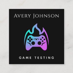 Provning av fet och minimalt spel Neon Gradient Jo Fyrkantigt Visitkort