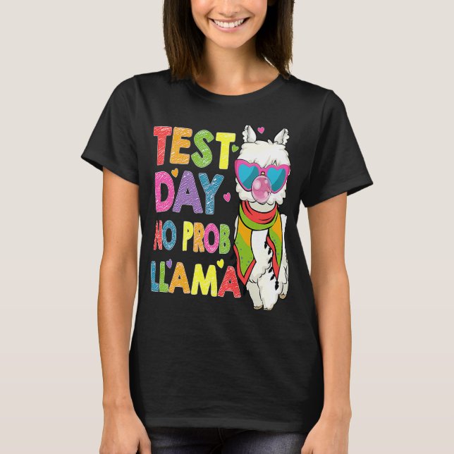 Provningsdag: Prob Llama Cute Llama Teacher Testin T Shirt (Framsida)