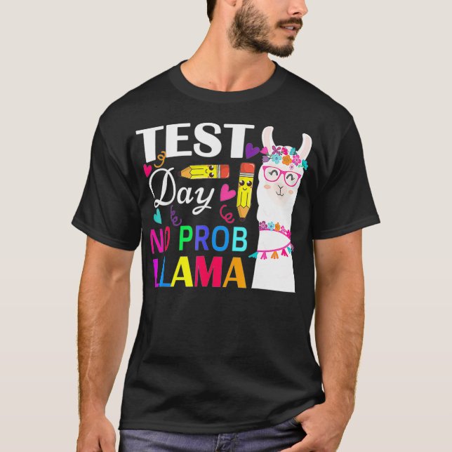 Provningsdag: Prob Llama Funny Teacher Testing T-S T Shirt (Framsida)