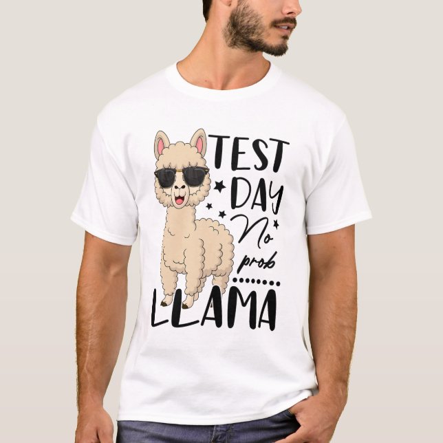 Provningsdag: Prob Llama Teacher Student Exam Test T Shirt (Framsida)