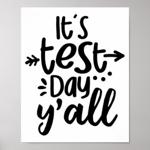 Provningsdag Yall Cute Test Day for Studenter Lära Poster