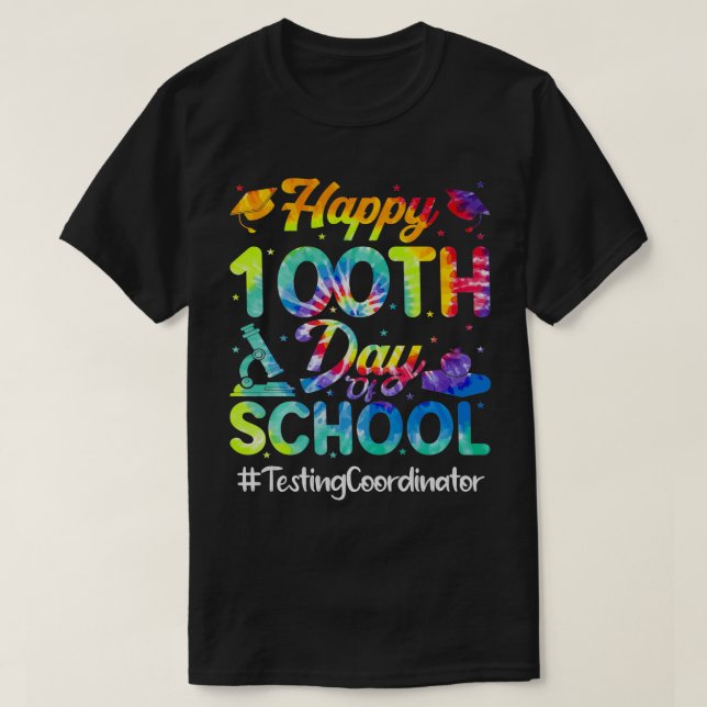 Provningskoordinator Lycklig 100-dagen skolkvinna T Shirt (Design framsida)