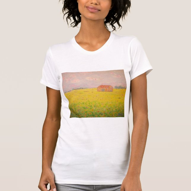 provocera frankrike-bomull med solros fält t shirt (Framsida)