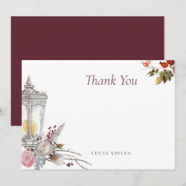 Provrustika blommiga rosor & lykt bröllopsdusch tack kort