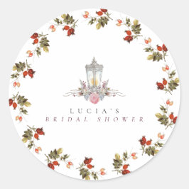 Provy Rural Blommig Rosor & Lykta Bröllopsdusch Runt Klistermärke