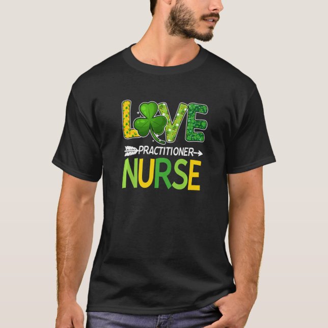 Prtiker Nurse St patricks day Kärlek Stethoscop T Shirt (Framsida)