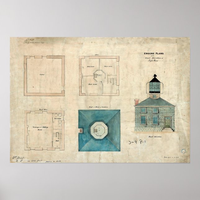 Prudence Island fyr Plan - Rhode island Poster (Framsidan)