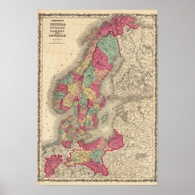 Prussia Sverige Norge och Danmark Poster (Framsidan)