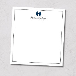 Prussian Blue Bow Border Script Anpassat Namn Hand Anteckningsblock