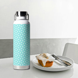 Prussian Blue Bow Tie Pattern Water Bottle