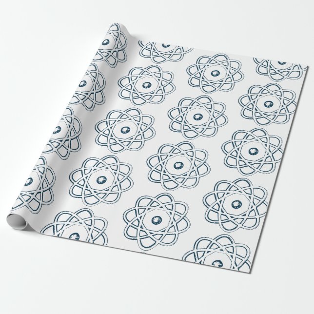 Prussian Blue on White Atom Symbols Presentpapper (Utrullad)