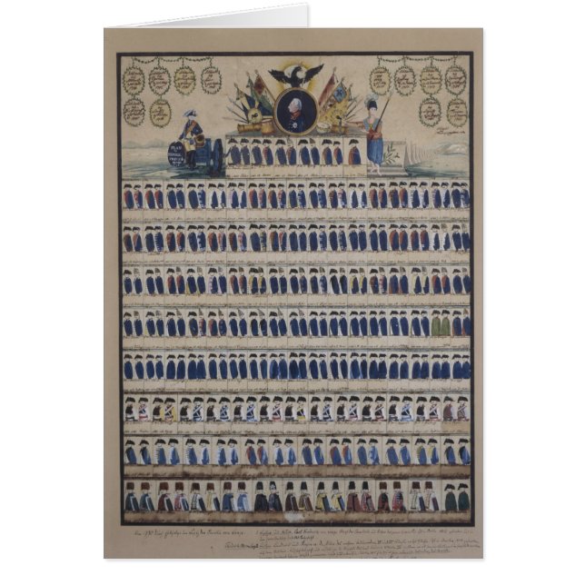 Prussian likformig från tiden av Frederick Hälsningskort (Framsidan)