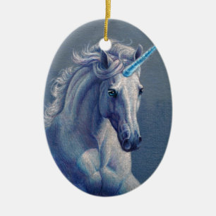Pryda med ädelsten unicornen julgransprydnad keramik