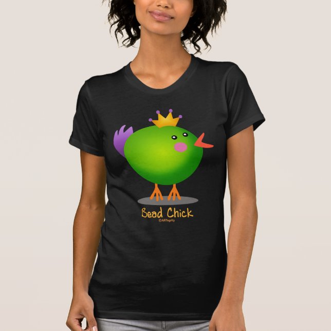 Pryda med pärlor chicken - grönt t-shirt (Framsida)