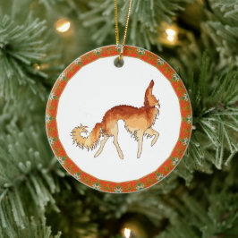 Prydande Borzoi-ornament Julgransprydnad Keramik