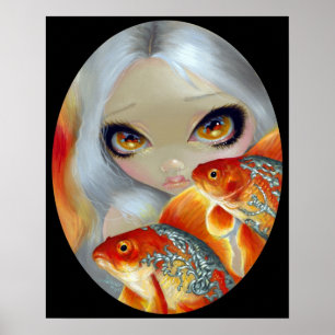 Prydd med ädelsten fisk: Guldfisk för silver- och Poster