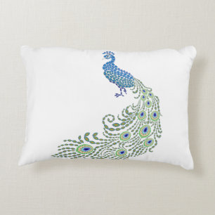 Prydd med ädelsten påfågel prydnadskudde