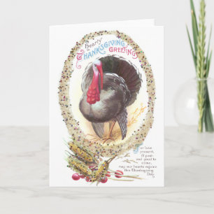 Prydd med pärlor Turkiet vintagethanksgiving Helgkort